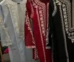 AED 190, KhadiNet Fully Chikenkari Ready Suit