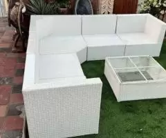 L shape rattan sofa set with coffee table