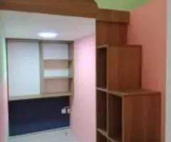 Loft bed partition with big wall